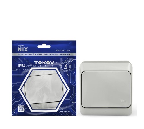 Выключатель 1-кл. ОП Nix 10А IP54 250В сер. TOKOV ELECTRIC TKE-NX-V1-C06-IP54 Выключатель 1-кл. ОП Nix 10А IP54 250В сер. TOKOV ELECTRIC TKE-NX-V1-C06-IP54